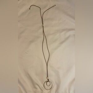 Silver & pearl leather necklace